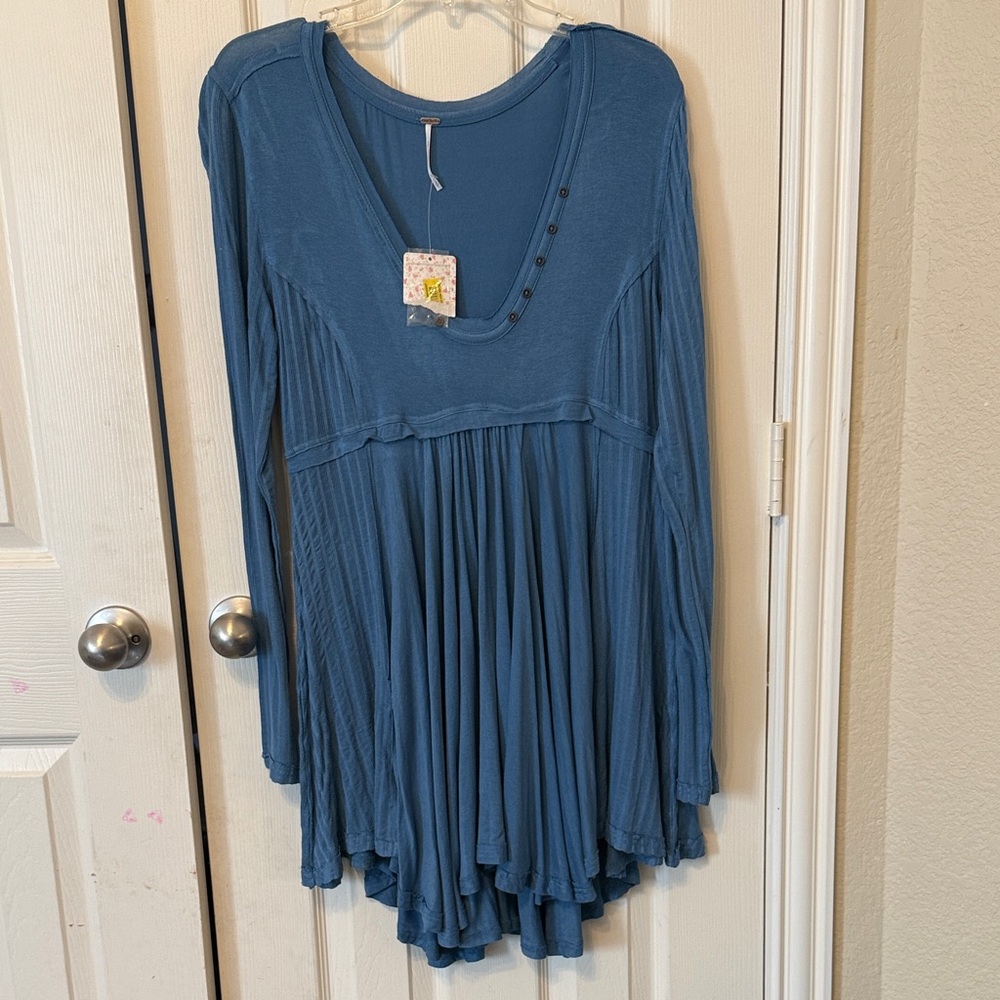 NWT Free People Blue Long Sleeve Dress